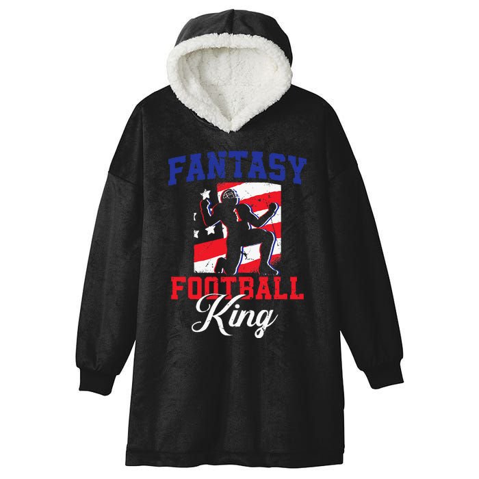 Football Funny Fantasy Football Draft Fantasy Football King Hooded Wearable Blanket