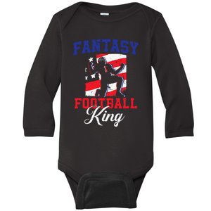 Football Funny Fantasy Football Draft Fantasy Football King Baby Long Sleeve Bodysuit