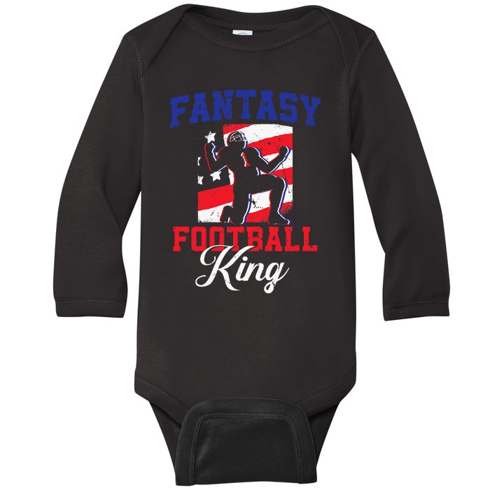 Football Funny Fantasy Football Draft Fantasy Football King Baby Long Sleeve Bodysuit