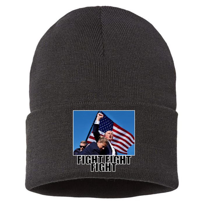 Fight Fight Fight For America Trump 2024 Assassination Attempt Sustainable Knit Beanie