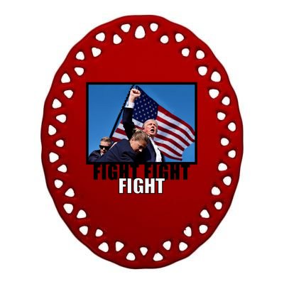 Fight Fight Fight For America Trump 2024 Assassination Attempt Ceramic Oval Ornament