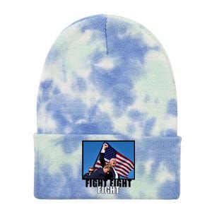 Fight Fight Fight For America Trump 2024 Assassination Attempt Tie Dye 12in Knit Beanie