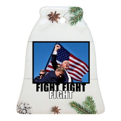 Fight Fight Fight For America Trump 2024 Assassination Attempt Ceramic Bell Ornament