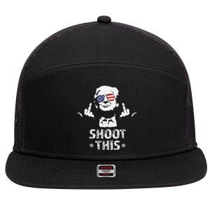 Fight Fight Fight Trump 2024 American Flag Shoot This 7 Panel Mesh Trucker Snapback Hat