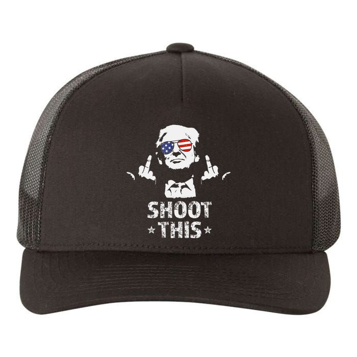 Fight Fight Fight Trump 2024 American Flag Shoot This Yupoong Adult 5-Panel Trucker Hat