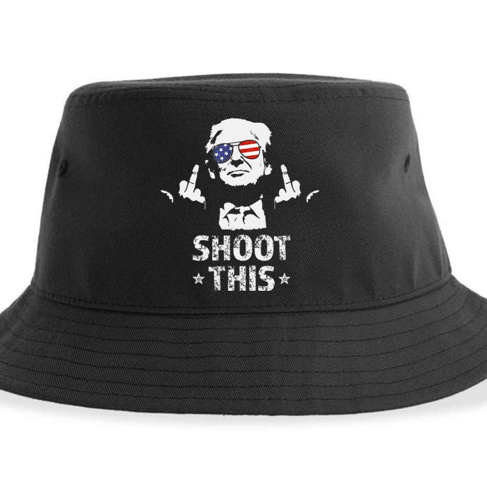 Fight Fight Fight Trump 2024 American Flag Shoot This Sustainable Bucket Hat