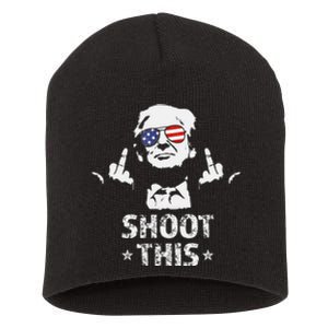 Fight Fight Fight Trump 2024 American Flag Shoot This Short Acrylic Beanie