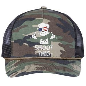 Fight Fight Fight Trump 2024 American Flag Shoot This Retro Rope Trucker Hat Cap