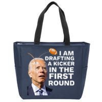 Funny Fantasy Football Confused Drafting Kicker Draft Party Gift Zip Tote Bag