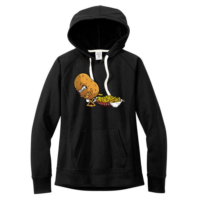 Funny French Fries Designs For  Potato Food Eaters Women's Fleece Hoodie