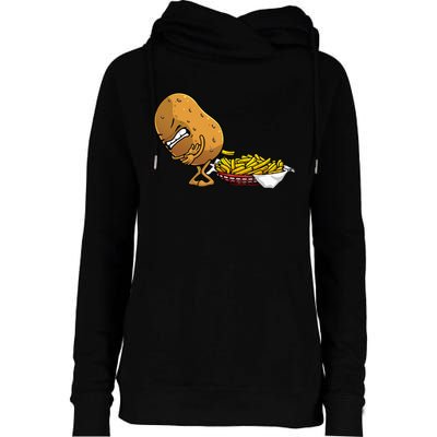 Funny French Fries Designs For  Potato Food Eaters Womens Funnel Neck Pullover Hood