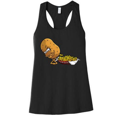 Funny French Fries Designs For  Potato Food Eaters Women's Racerback Tank