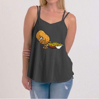 Funny French Fries Designs For  Potato Food Eaters Women's Strappy Tank