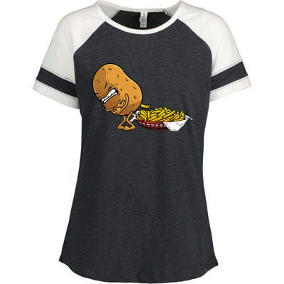 Funny French Fries Designs For  Potato Food Eaters Enza Ladies Jersey Colorblock Tee