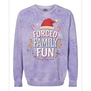 Forced Family Fun Funny Sarcastic Christmas Light Colorblast Crewneck Sweatshirt