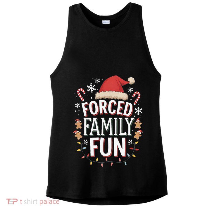 Forced Family Fun Funny Sarcastic Christmas Light Ladies PosiCharge Tri-Blend Wicking Tank
