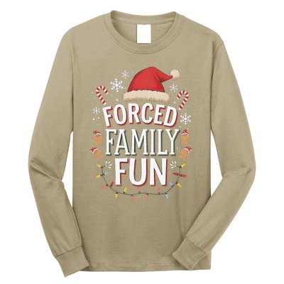 Forced Family Fun Funny Sarcastic Christmas Light Long Sleeve Shirt