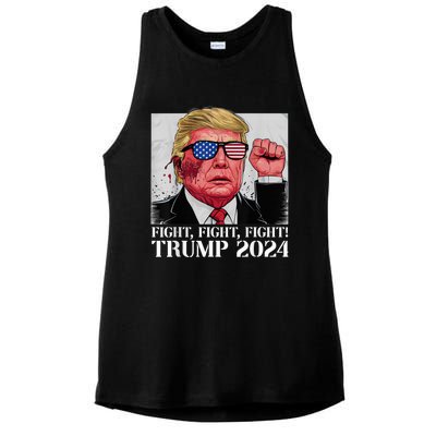 Fight Fight Fight! Trump 2024 Pennsylvania Rally Shooting Patriot Ladies PosiCharge Tri-Blend Wicking Tank