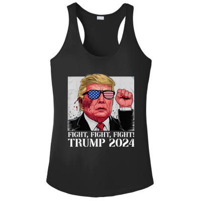 Fight Fight Fight! Trump 2024 Pennsylvania Rally Shooting Patriot Ladies PosiCharge Competitor Racerback Tank