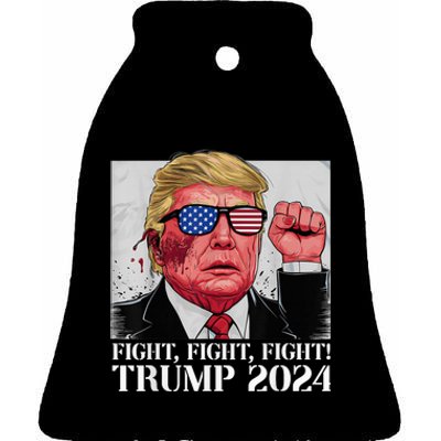 Fight Fight Fight! Trump 2024 Pennsylvania Rally Shooting Patriot Ceramic Bell Ornament