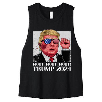 Fight Fight Fight! Trump 2024 Pennsylvania Rally Shooting Patriot Women's Racerback Cropped Tank