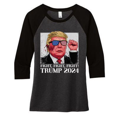 Fight Fight Fight! Trump 2024 Pennsylvania Rally Shooting Patriot Women's Tri-Blend 3/4-Sleeve Raglan Shirt