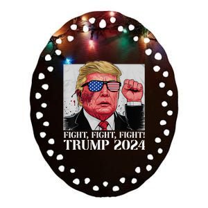 Fight Fight Fight! Trump 2024 Pennsylvania Rally Shooting Patriot Ceramic Oval Ornament