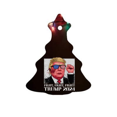 Fight Fight Fight! Trump 2024 Pennsylvania Rally Shooting Patriot Ceramic Tree Ornament