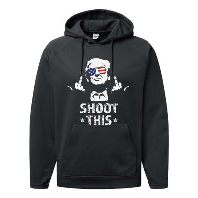 Fight Fight Fight Trump 2024 American Flag Shoot This Performance Fleece Hoodie