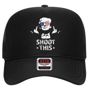 Fight Fight Fight Trump 2024 American Flag Shoot This High Crown Mesh Back Trucker Hat