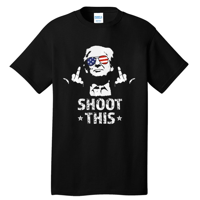 Fight Fight Fight Trump 2024 American Flag Shoot This Tall T-Shirt