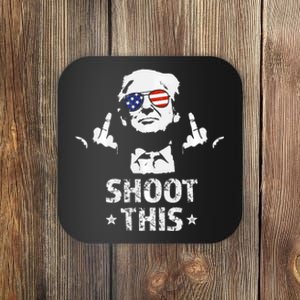 Fight Fight Fight Trump 2024 American Flag Shoot This Coaster