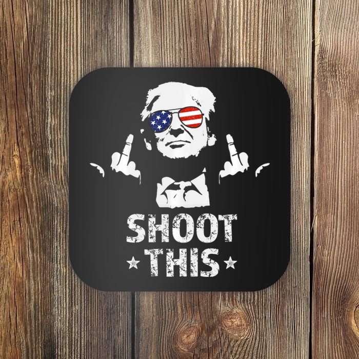 Fight Fight Fight Trump 2024 American Flag Shoot This Coaster