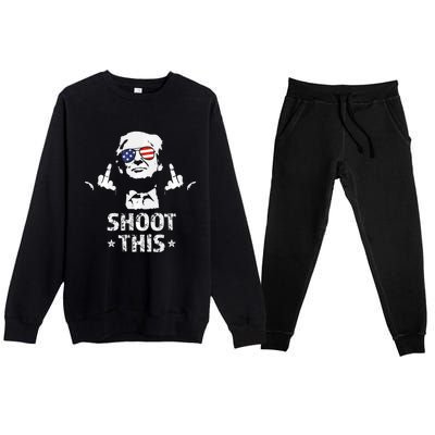 Fight Fight Fight Trump 2024 American Flag Shoot This Premium Crewneck Sweatsuit Set