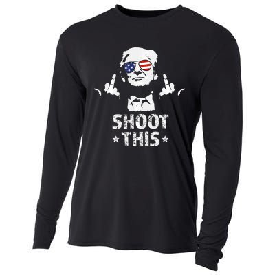 Fight Fight Fight Trump 2024 American Flag Shoot This Cooling Performance Long Sleeve Crew