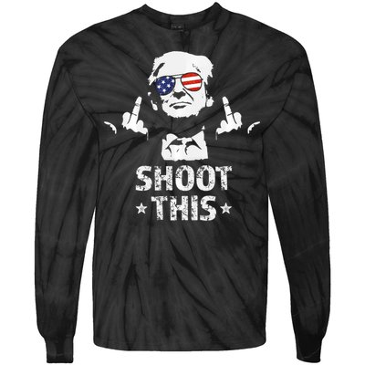 Fight Fight Fight Trump 2024 American Flag Shoot This Tie-Dye Long Sleeve Shirt