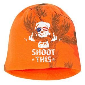 Fight Fight Fight Trump 2024 American Flag Shoot This Kati - Camo Knit Beanie