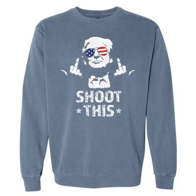 Fight Fight Fight Trump 2024 American Flag Shoot This Garment-Dyed Sweatshirt