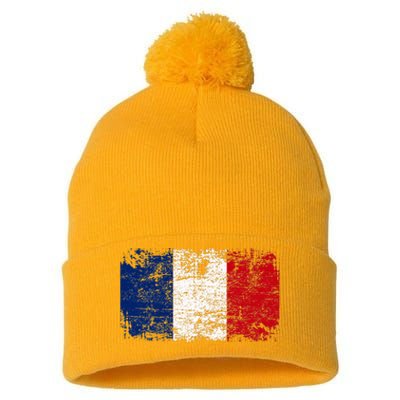 France Flag Pom Pom 12in Knit Beanie