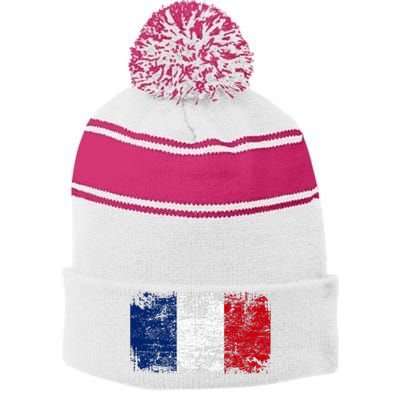 France Flag Stripe Pom Pom Beanie