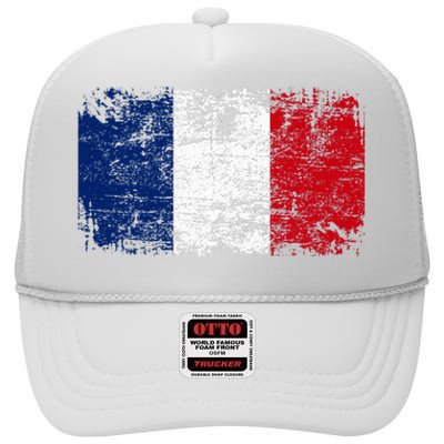 France Flag High Crown Mesh Back Trucker Hat