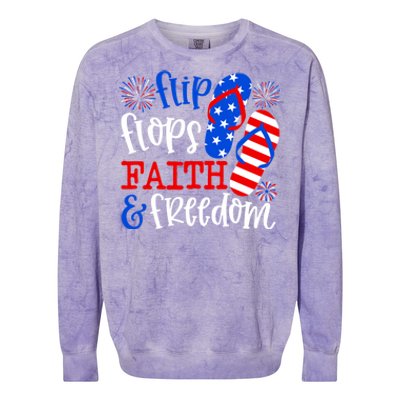 Flip Flops Faith And Freedom Colorblast Crewneck Sweatshirt