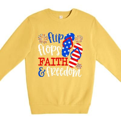 Flip Flops Faith And Freedom Premium Crewneck Sweatshirt