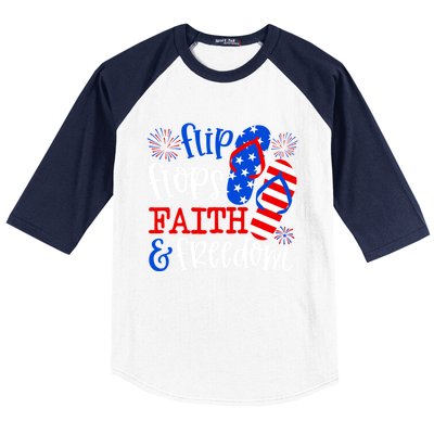 Flip Flops Faith And Freedom Baseball Sleeve Shirt