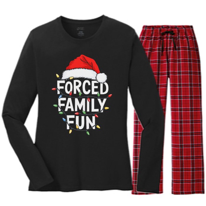 Forced Family Fun Women Christmas Pajamas Women's Long Sleeve Flannel Pajama Set 