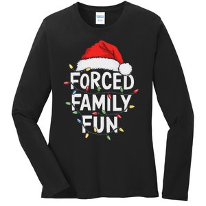 Forced Family Fun Women Christmas Pajamas Ladies Long Sleeve Shirt