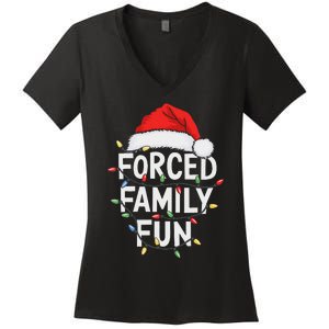 Forced Family Fun Women Christmas Pajamas Women's V-Neck T-Shirt