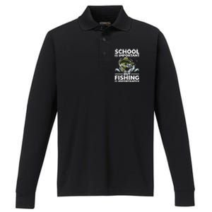 Funny Fishing For Fish Saying Bass Fisherman Performance Long Sleeve Polo