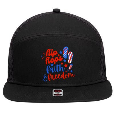 Flip Flops Faith And Freedom 7 Panel Mesh Trucker Snapback Hat