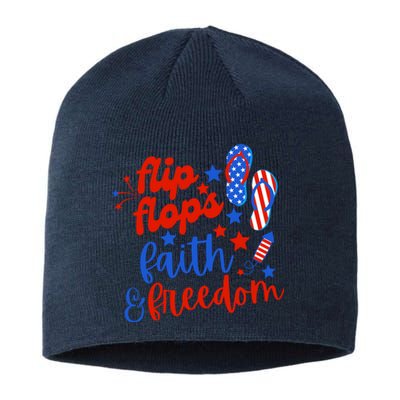 Flip Flops Faith And Freedom Sustainable Beanie